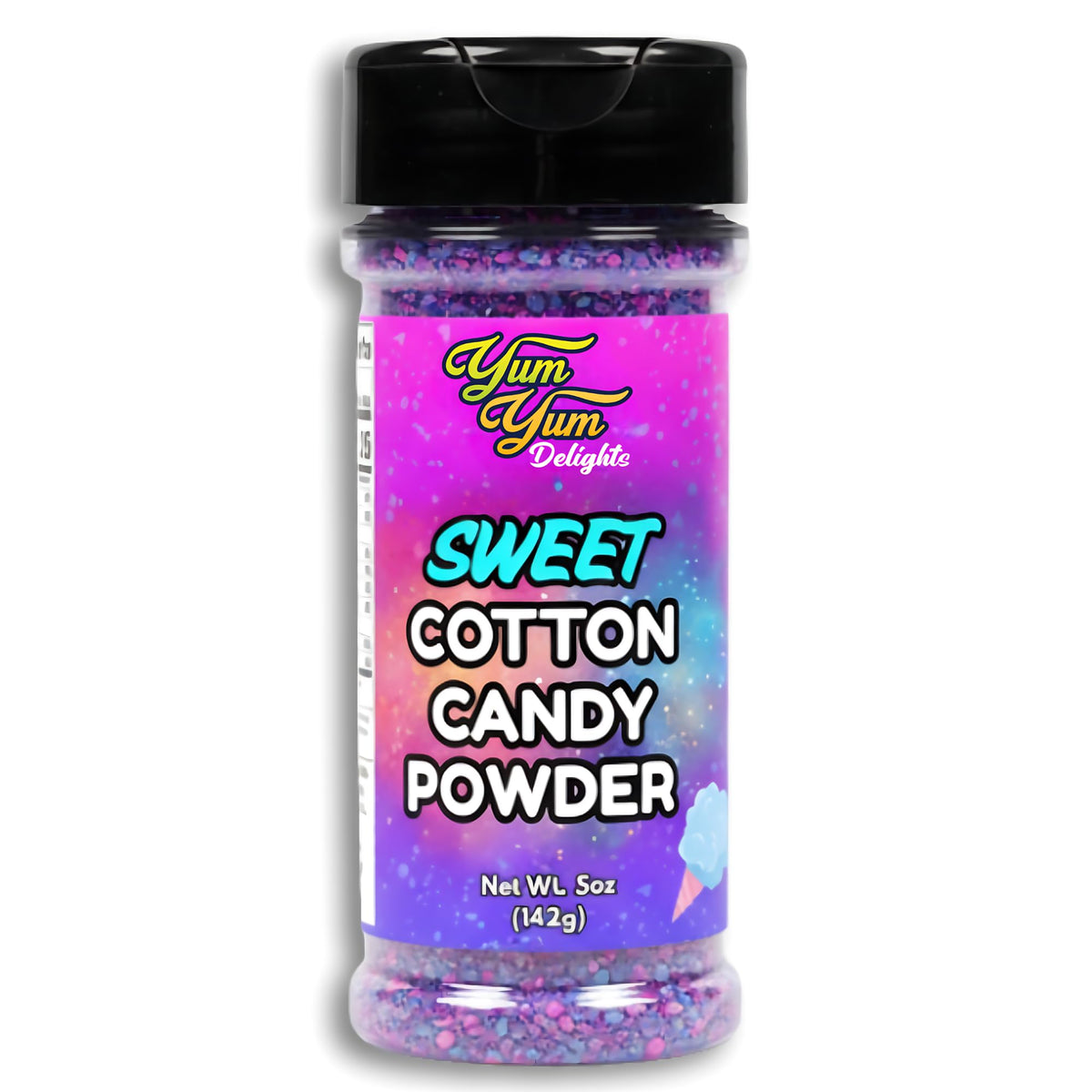 Yum Yum Delights cotton candy powder closeup for carnival-flavor finish