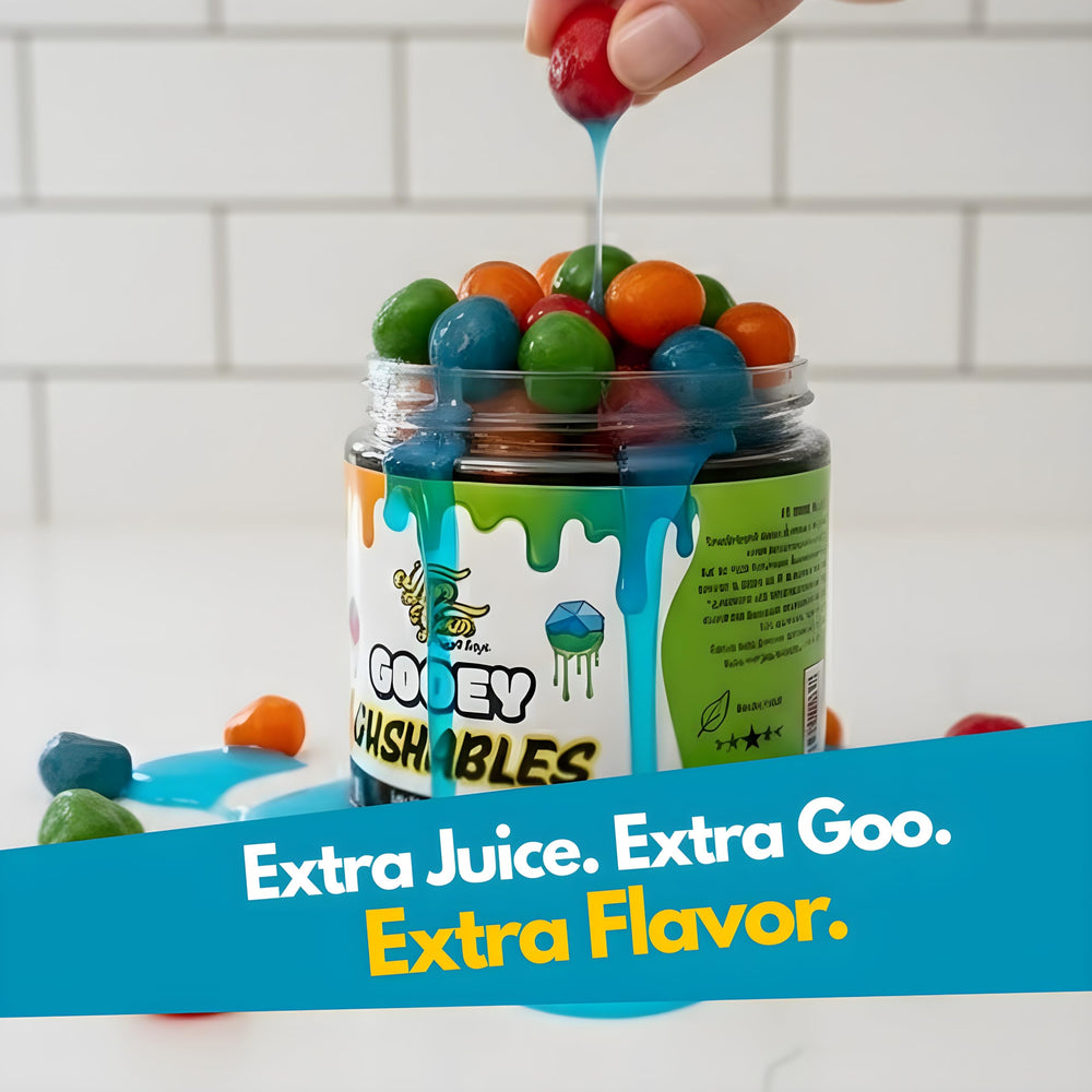Yum Yum Delights Gooey Gushables colorful snacks on table, great party centerpiece.