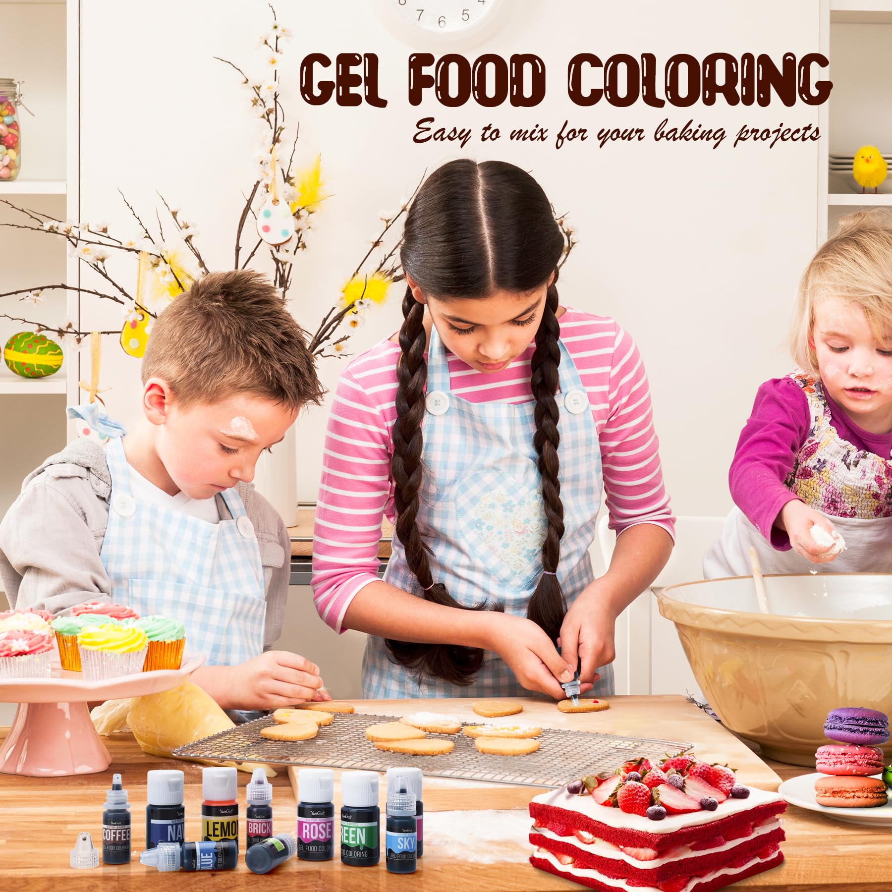 YumCraft buttercream icing shaded with vivid gel colors for seamless blending.