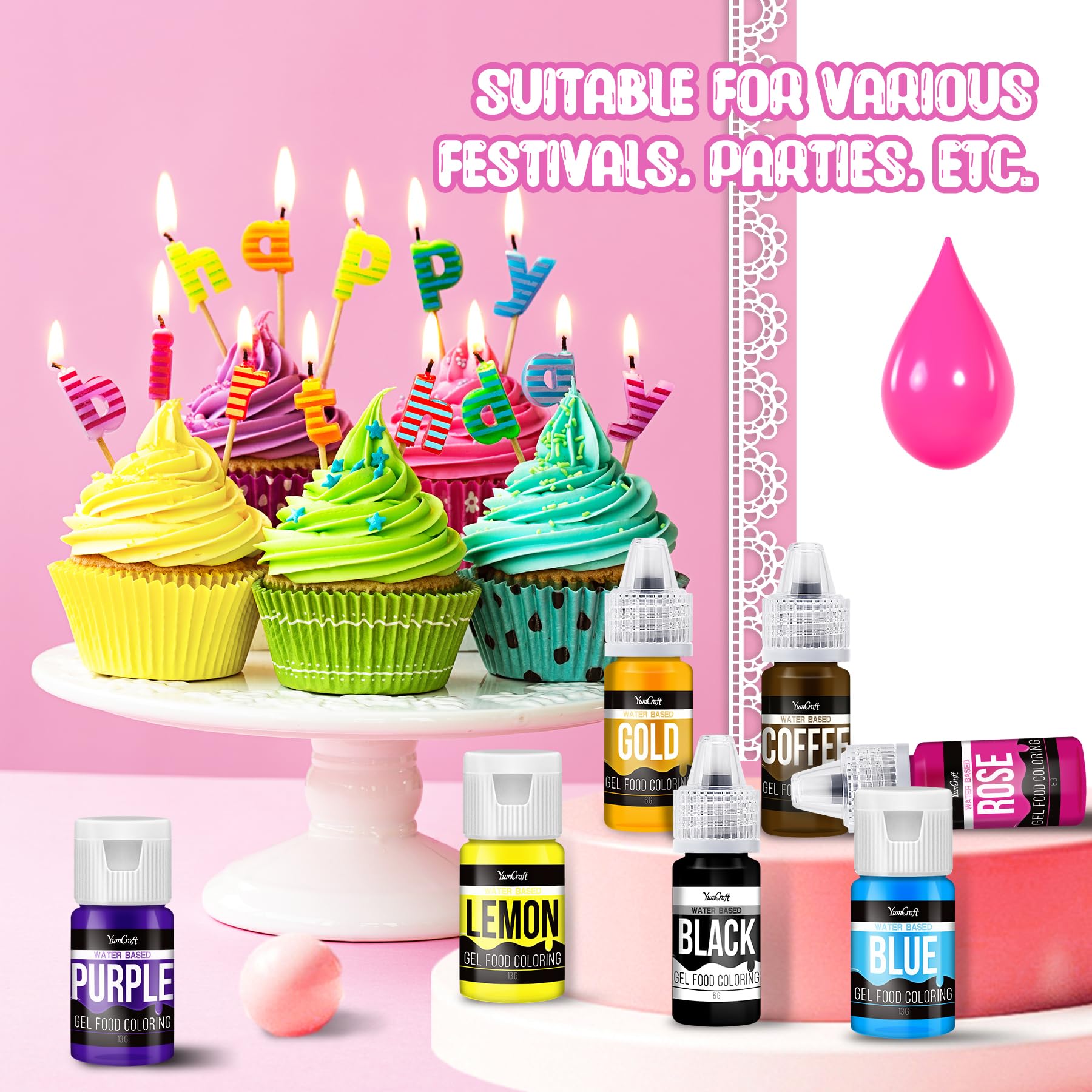 YumCraft color swatches show concentrated shades ideal for quick mixing.
