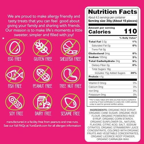 YumEarth allergen-free strawberry licorice suitable for classroom snacks