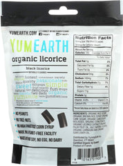 YumEarth black licorice ingredients closeup highlighting organic and non-GMO credentials