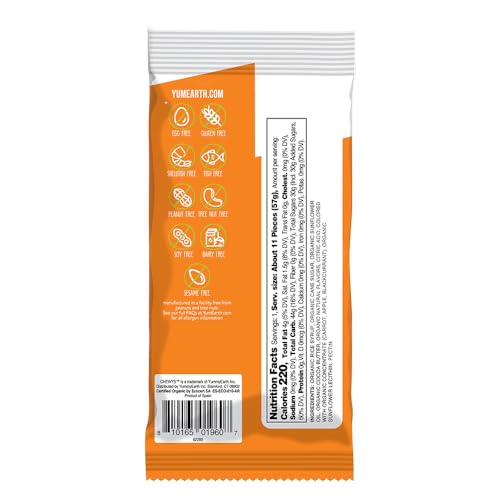 YumEarth Candy Chewys Organic Gng ingredients closeup with natural colors