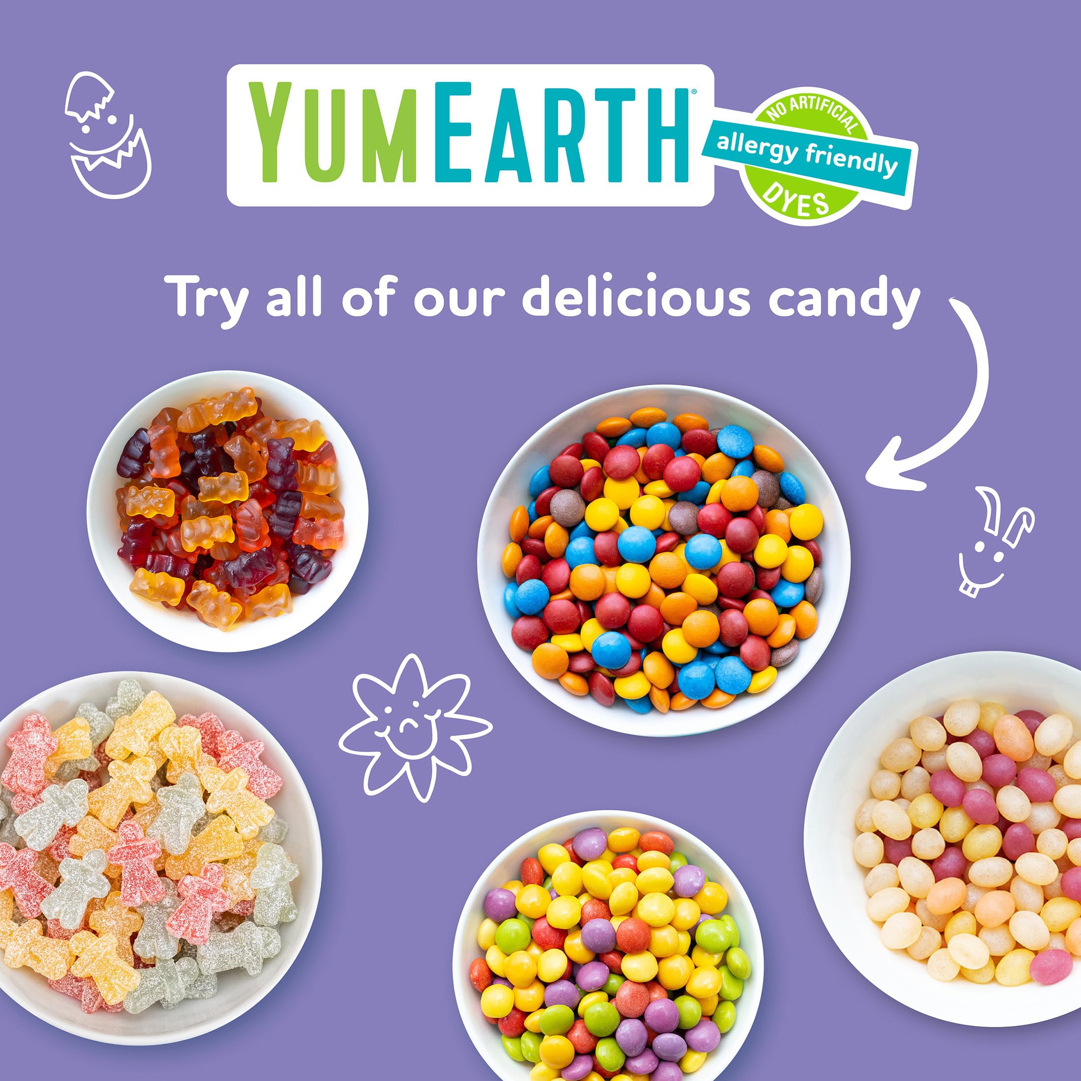 YumEarth Candy Gummy Fruit Easter countertop display evokes pantry-friendly celebration.