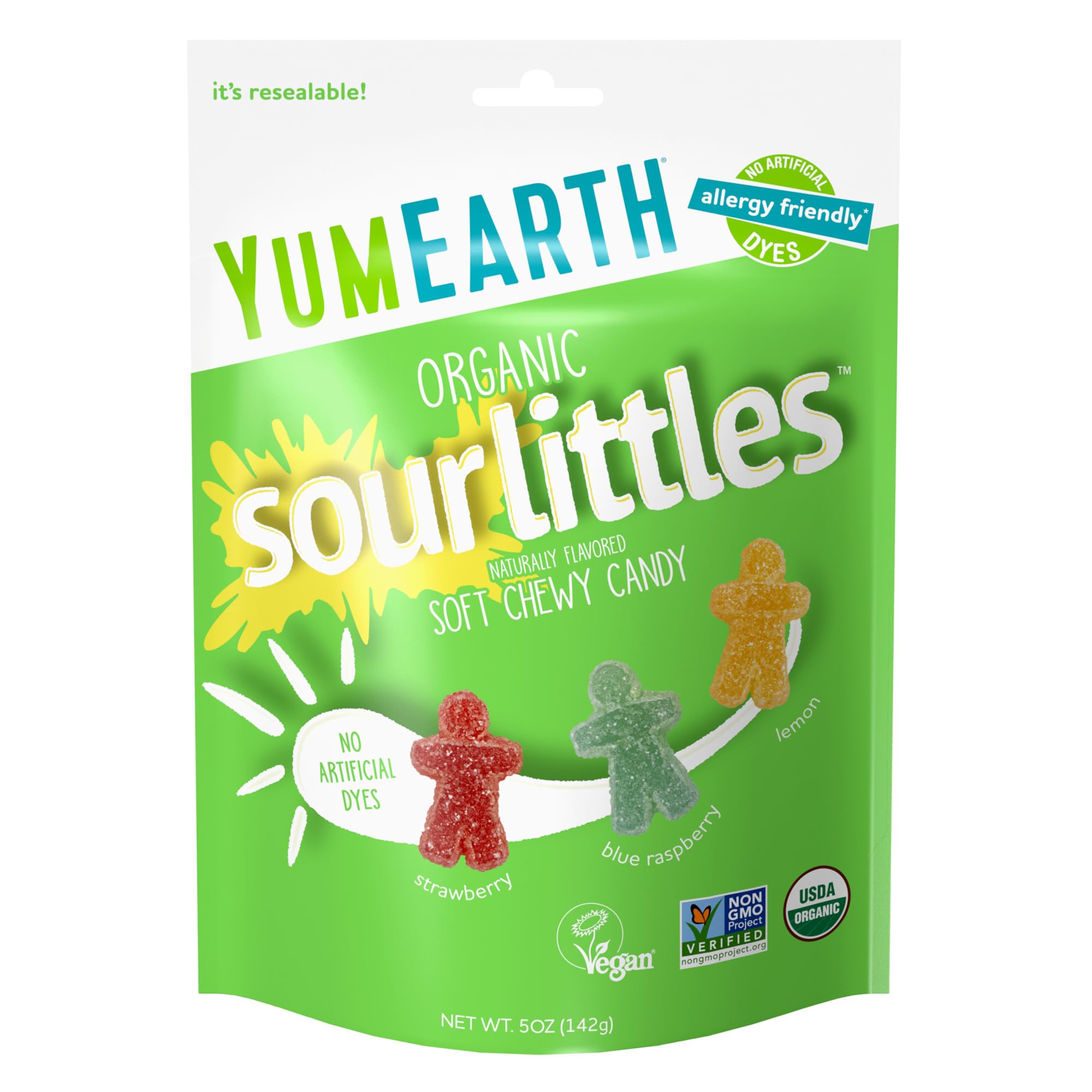 YumEarth Littl Sour Candy front view highlighting premium branding for snacks