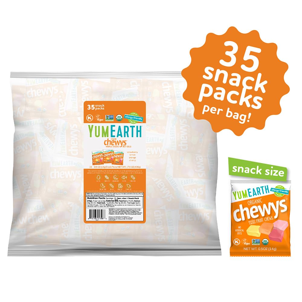 YumEarth Chewys individually wrapped snacks for convenient snacking.