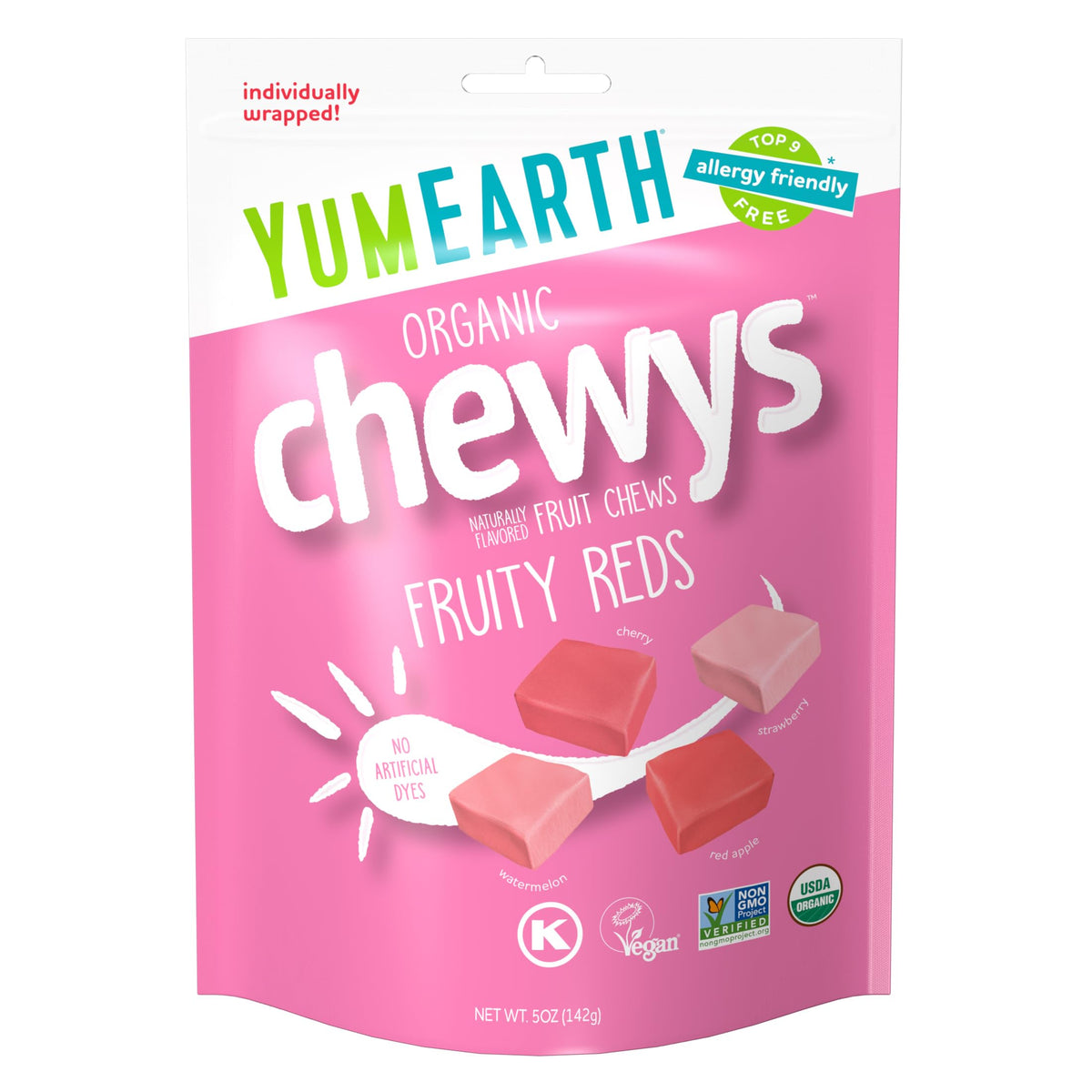 YumEarth Chewys Organic Fruity Reds bottle shows vibrant color for sauces and glazes