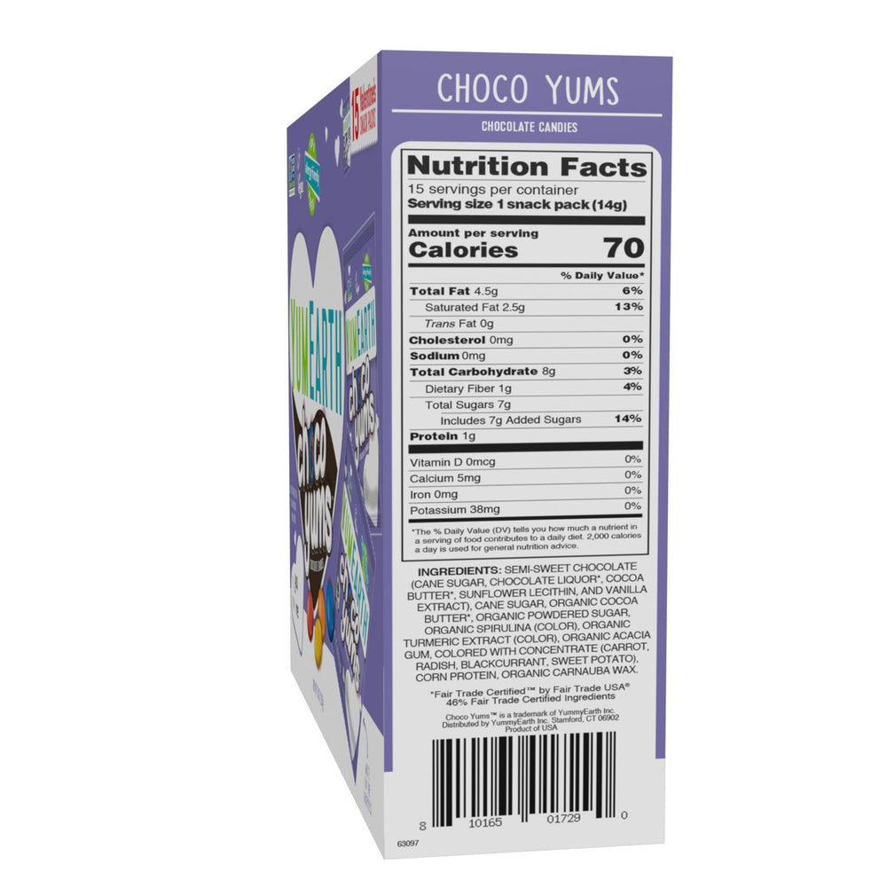 YumEarth Choco Yums 15 individually wrapped treats for easy snacking