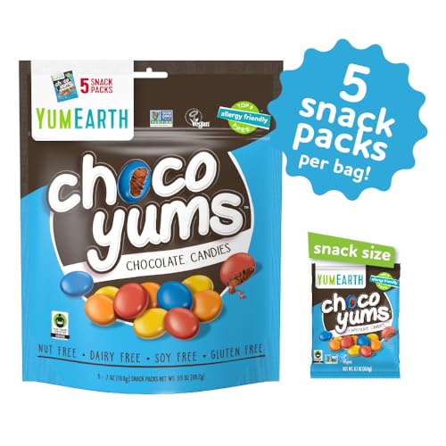 YumEarth Choco Yums allergen-free label emphasizing safe snack options