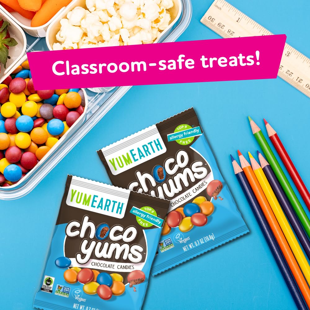 YumEarth Choco Yums snack time in classroom setting for parties and meals