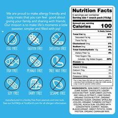 YumEarth Choco Yums pack back with ingredients and allergen information clearly labeled