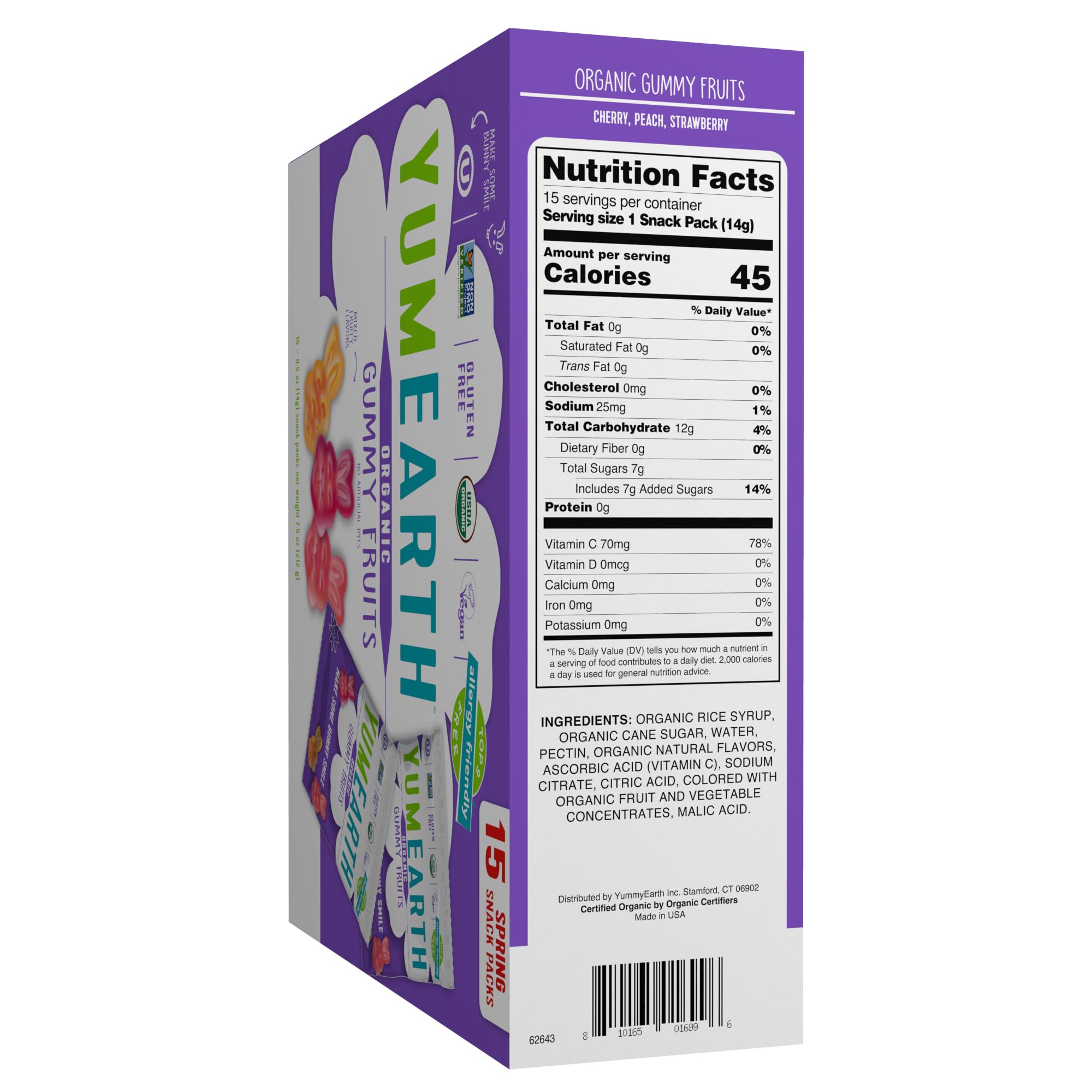 YumEarth Easter Gummy Fruits individual packets for convenient allergen-friendly snacking