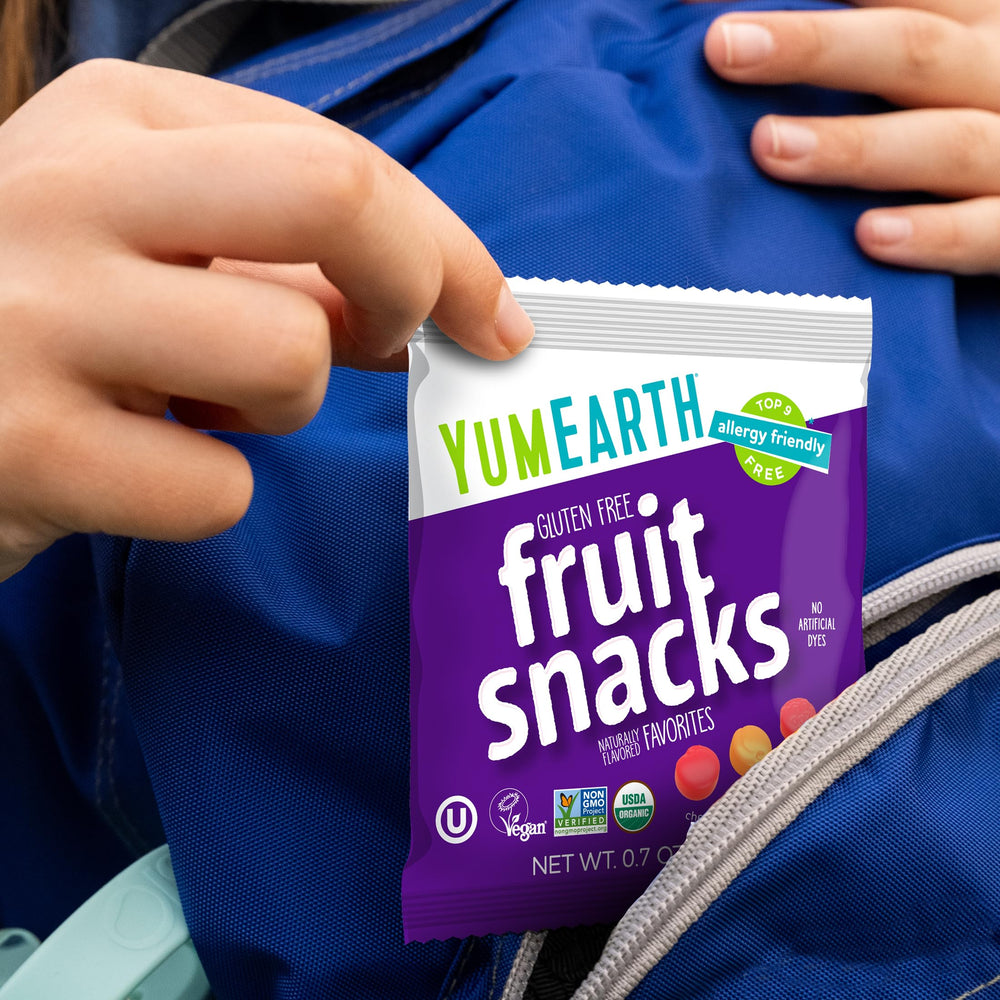 Kid-friendly YumEarth fruit snacks ready for a tasty treat