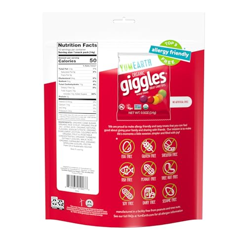 YumEarth Giggles assorted flavors pack, ideal for quick, playful fruit candy variety.