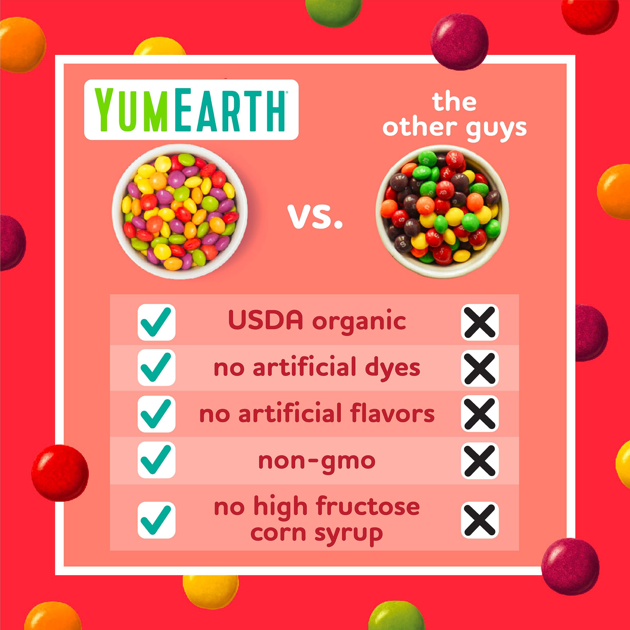 No artificial dyes keeps YumEarth Giggles colors natural and vibrant.