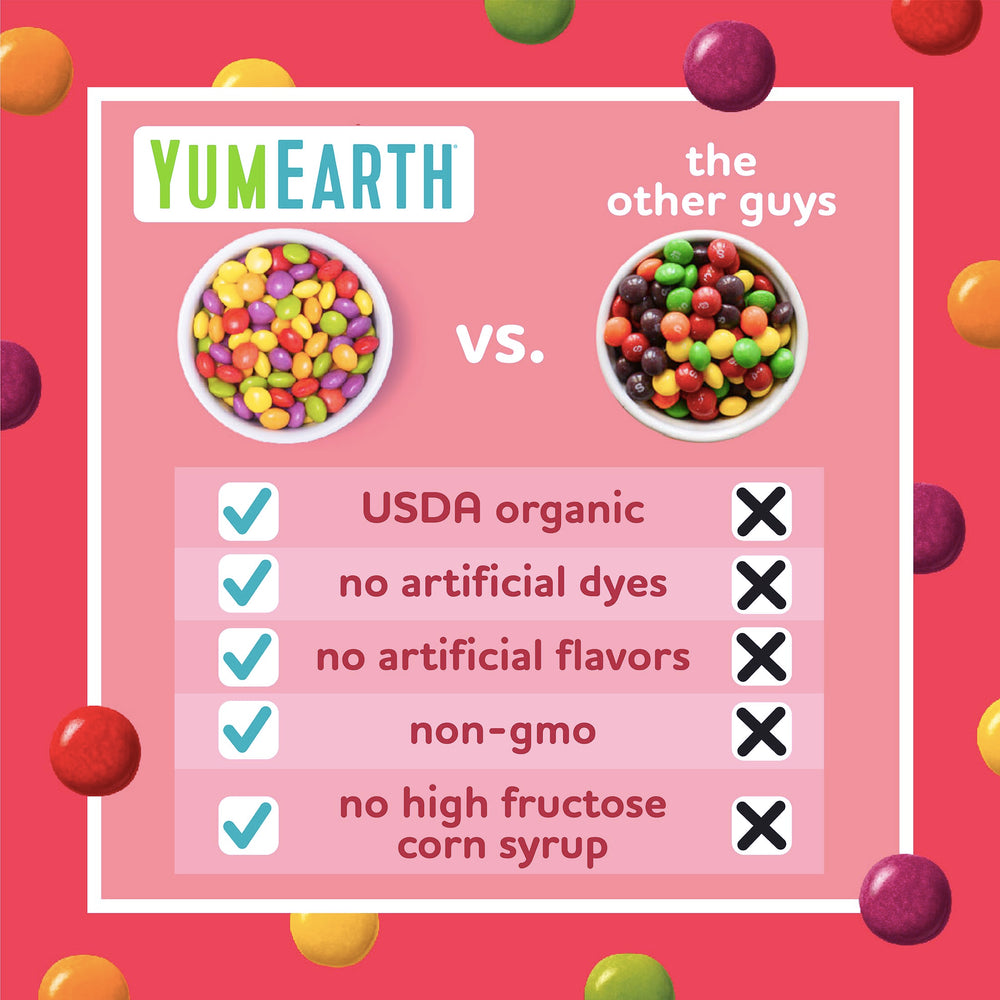 No artificial dyes keeps YumEarth Giggles colors natural and vibrant.