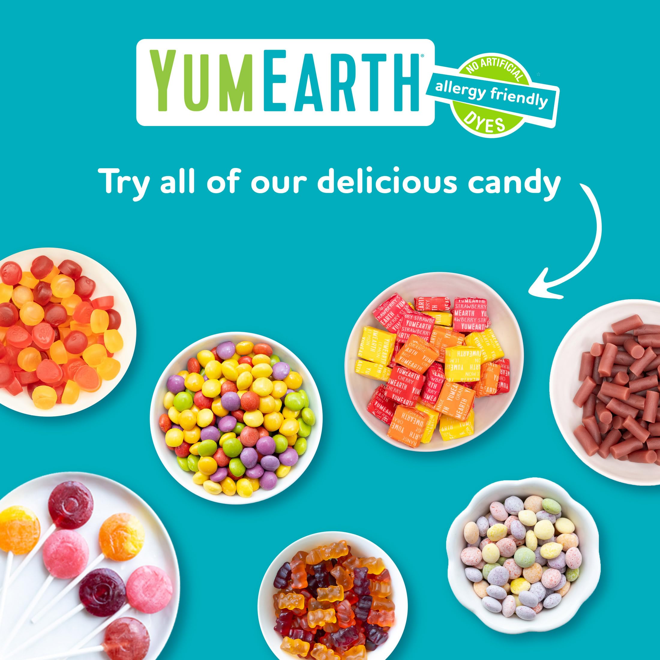 YumEarth Gummy Bears close-up shows vibrant colors and fruit-forward flavors for snacking.