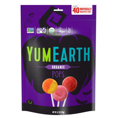 YumEarth Organic Halloween Lollipops in assorted flavors for trick-or-treat fun.