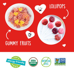 Ingredient label highlighting organic, non-GMO ingredients from YumEarth for clean snacking.