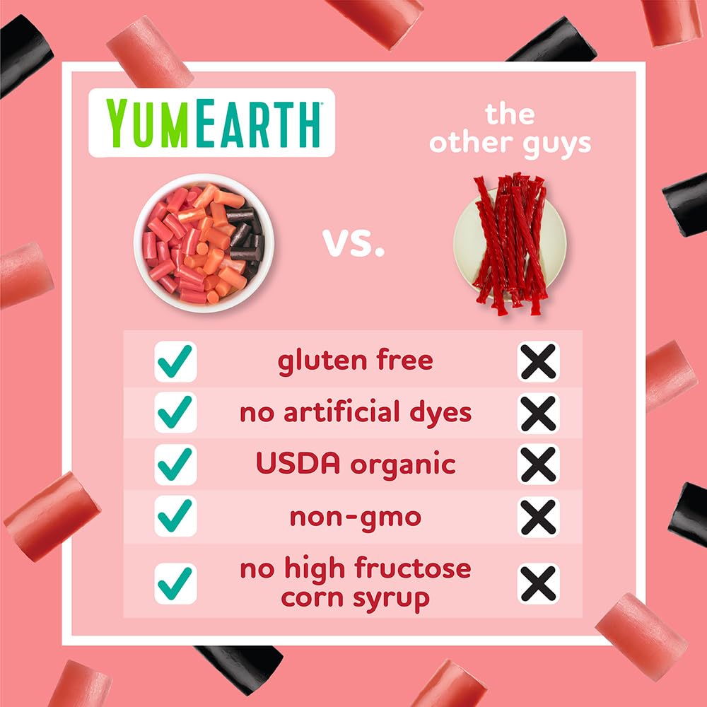 Strawberry licorice colored with real fruit and vegetable juices from YumEarth