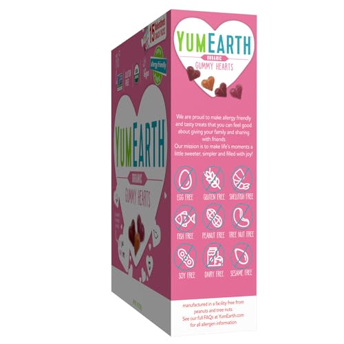 YumEarth organic, non-GMO, gluten-free gummies for allergy-friendly snacking.