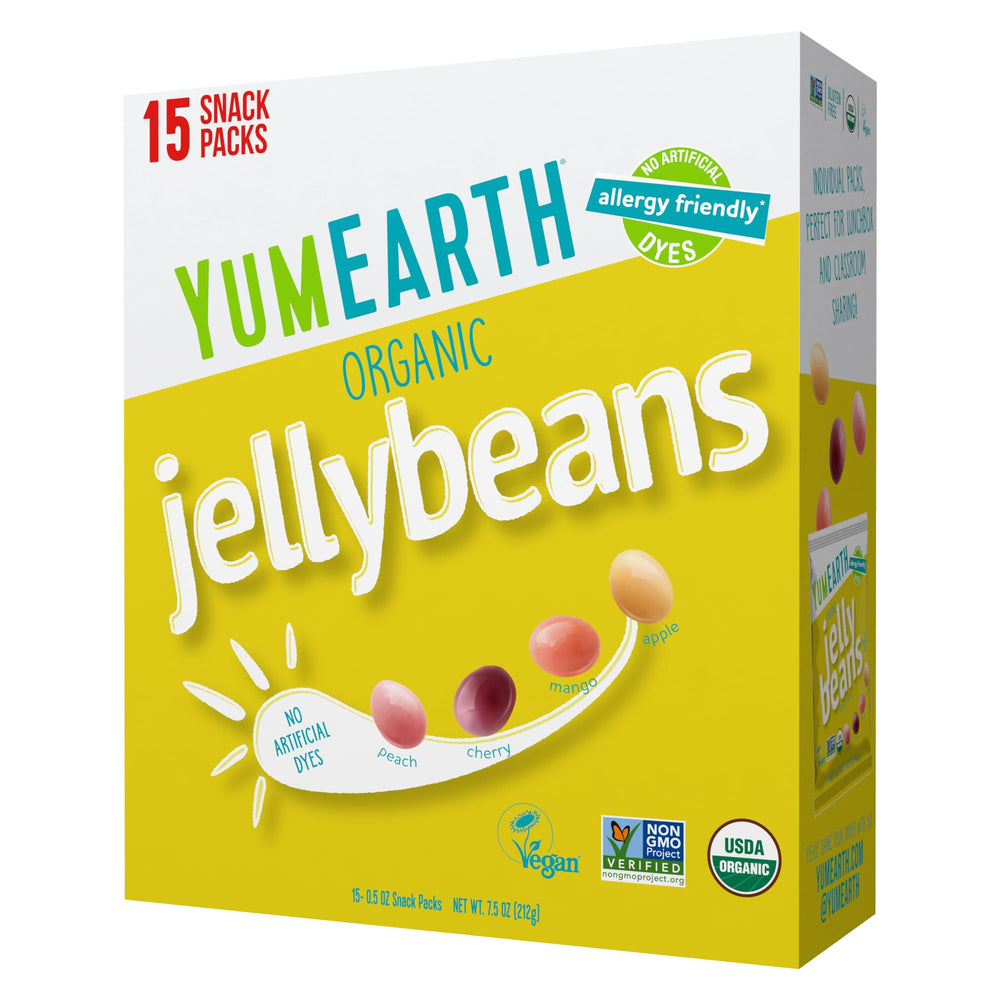 YumEarth Organic Jelly Beans in individually wrapped packs for on-the-go snacking