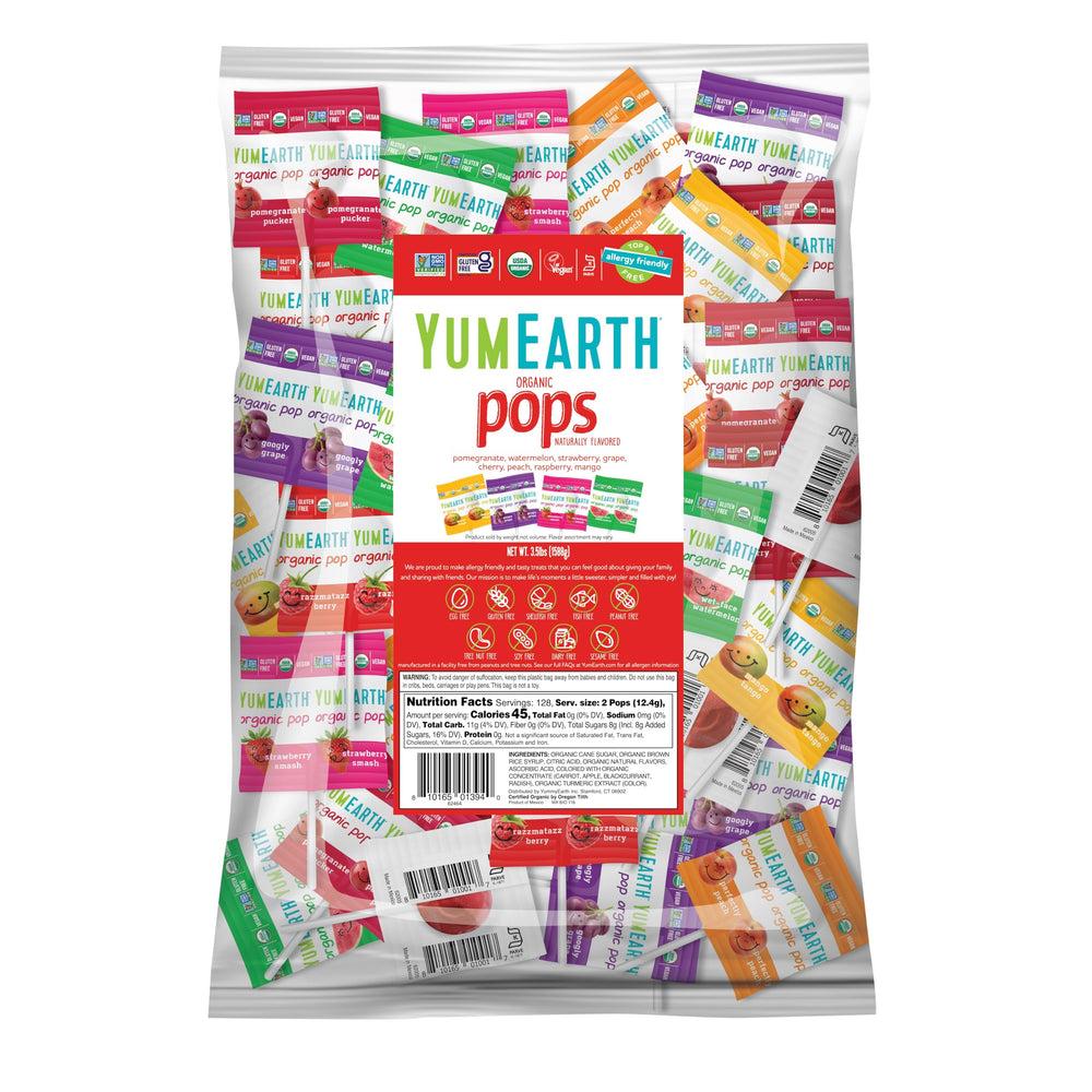 YumEarth Organic Pops bag with 250 lollipops, great for parties