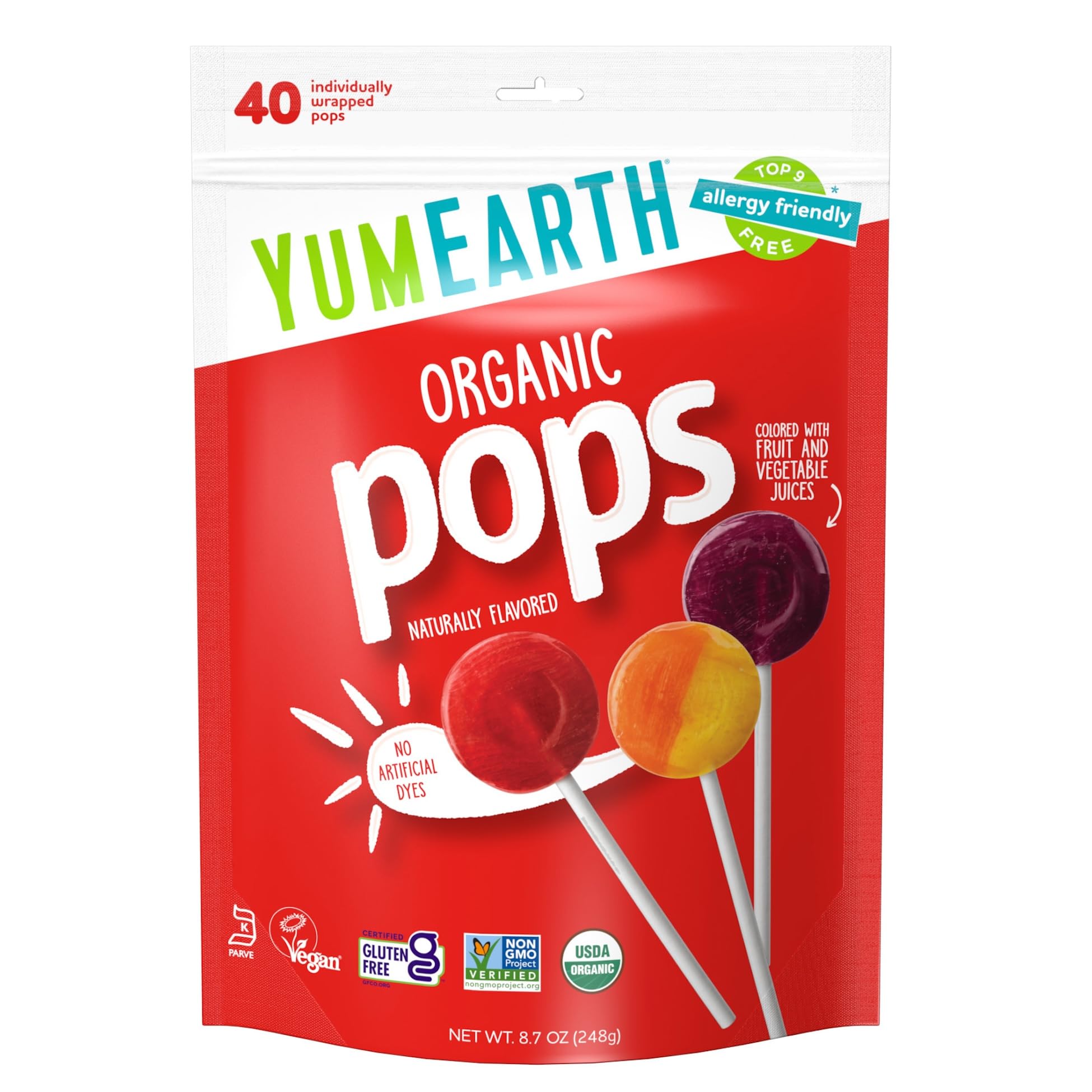 YumEarth Organic Pops variety pack box for family snacking and sharing.