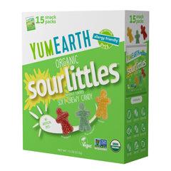 YumEarth Sour Littles box-front view highlighting allergy-friendly packaging for school snacks
