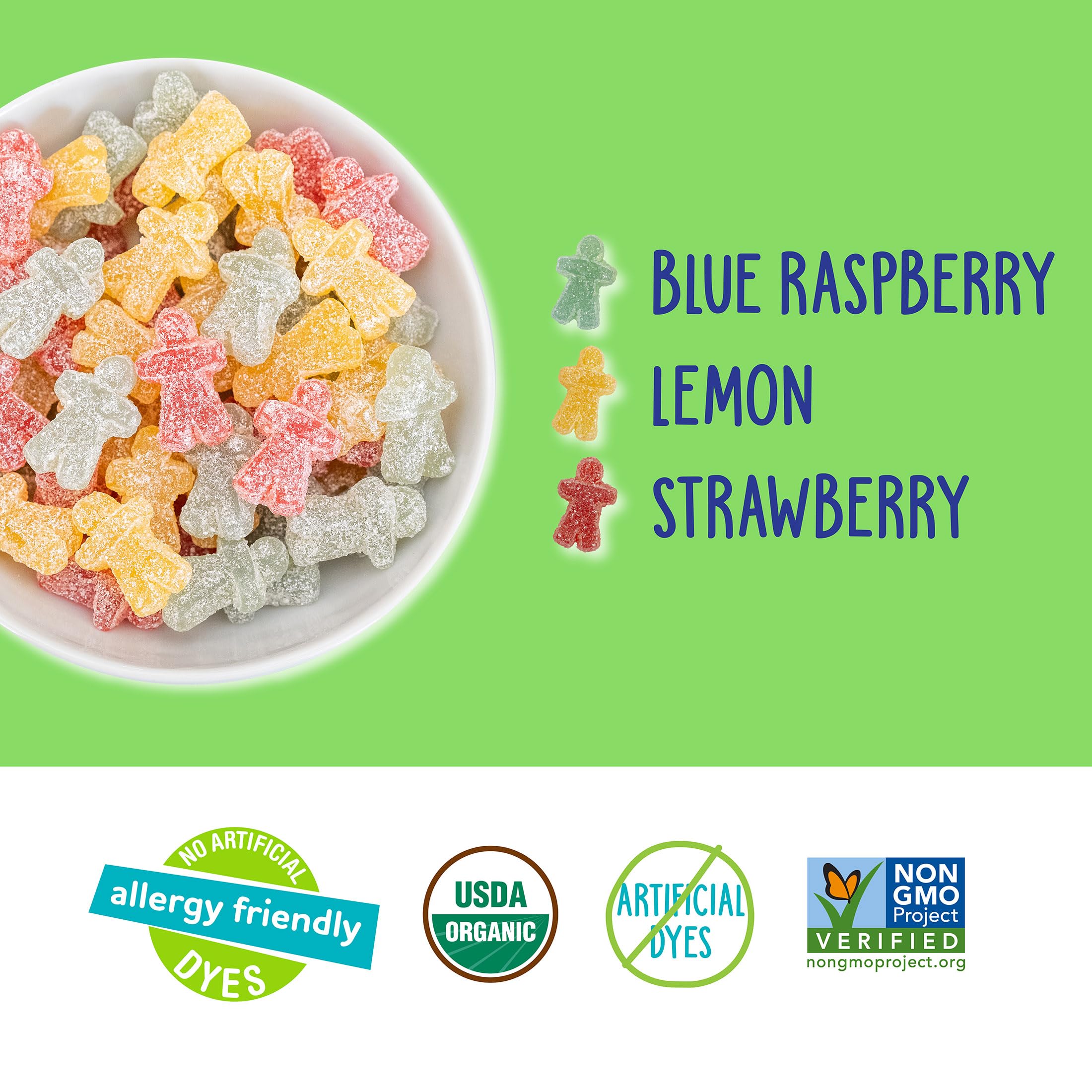 YumEarth Organic Vegan logo on packaging signals Non-GMO, gluten-free candy