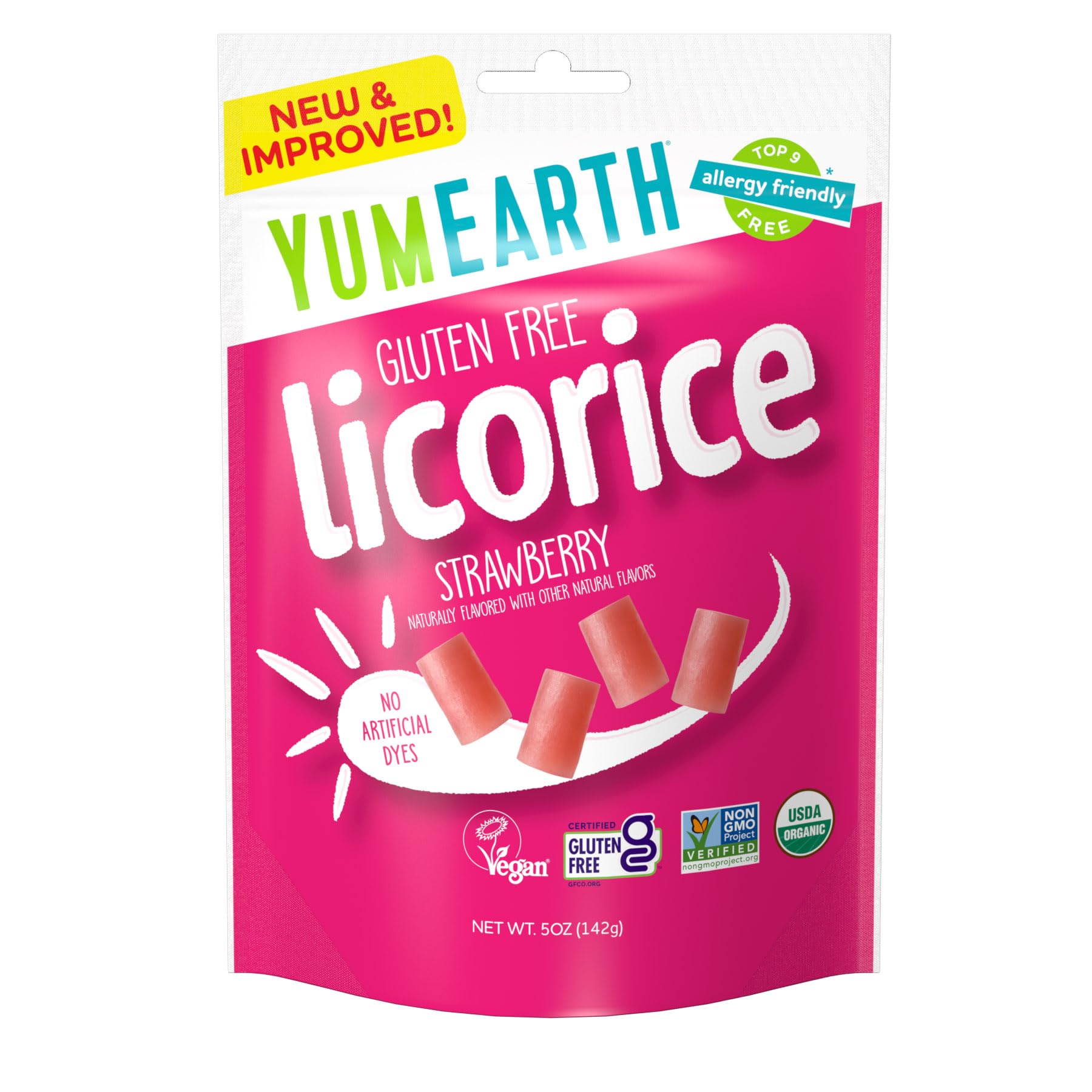 YumEarth strawberry licorice in resealable bag for easy allergy-friendly snacking
