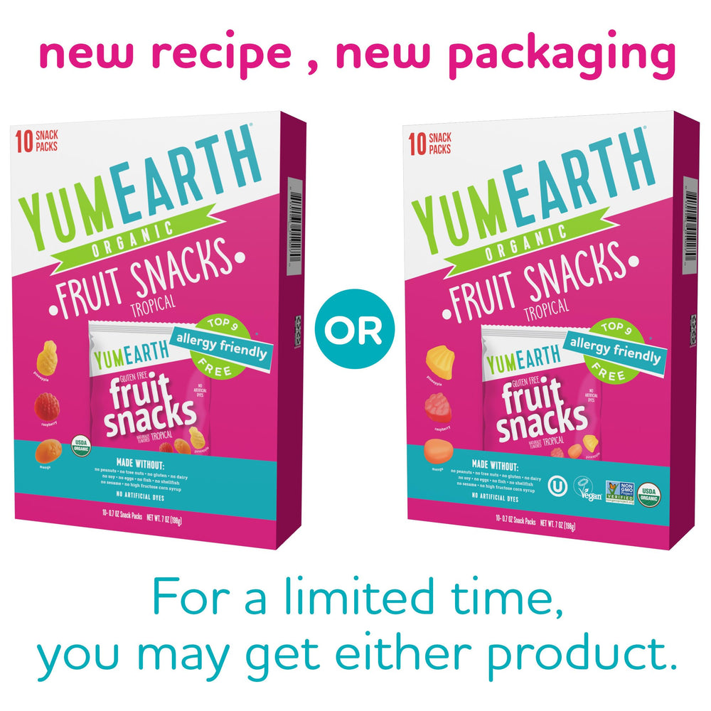 Close-up of YumEarth snacks showing pineapple, raspberry, and mango colors