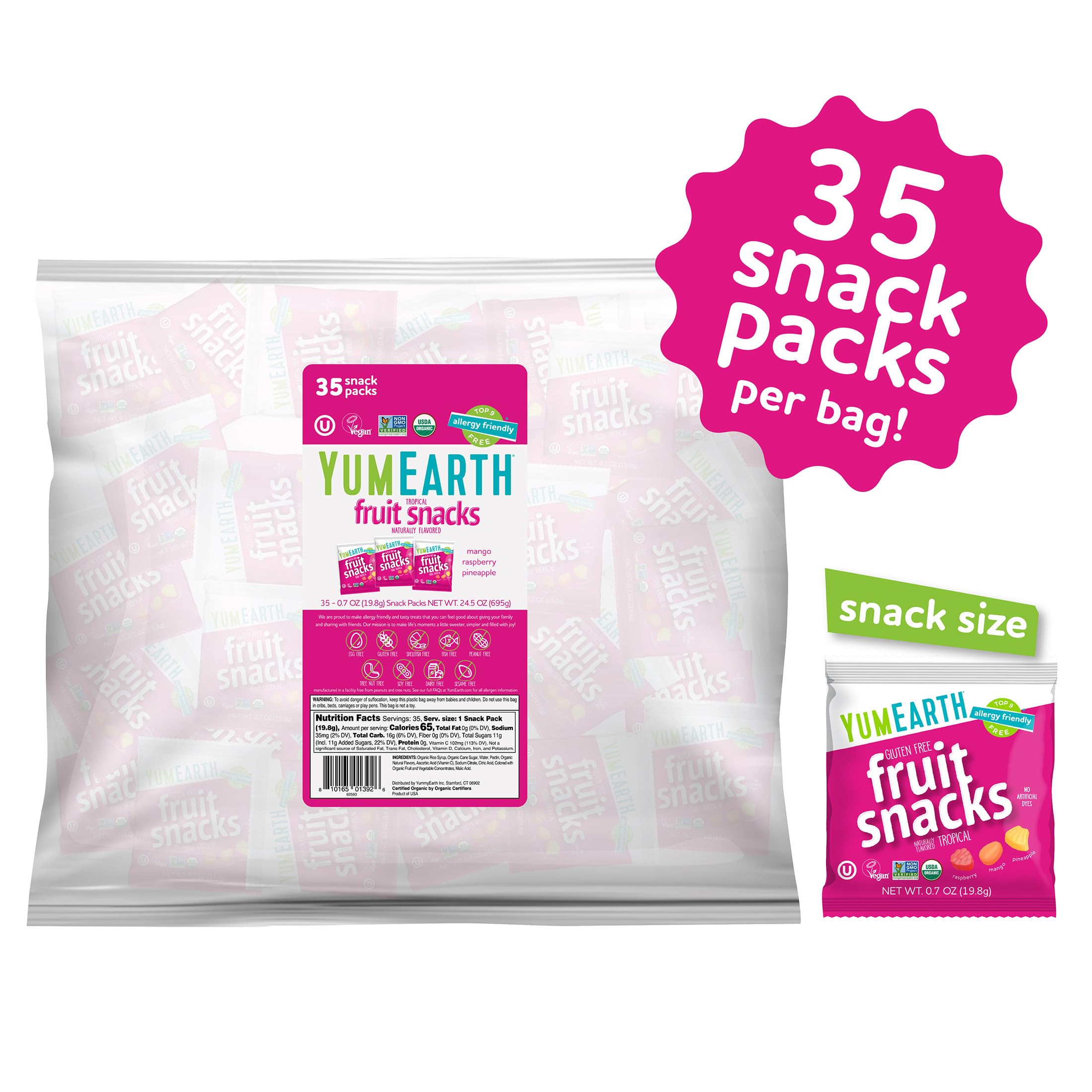 YumEarth raspberry flavor snack for lunch boxes.