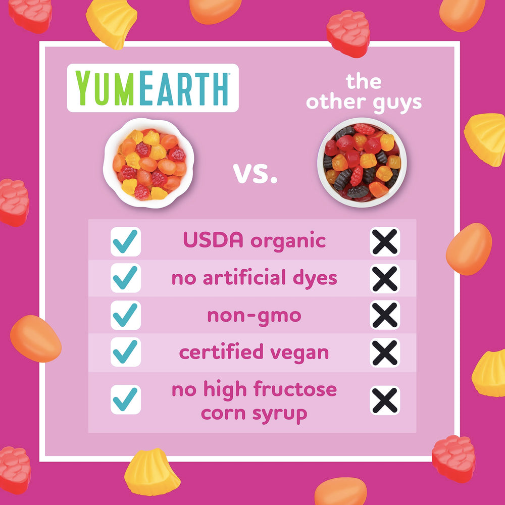 USDA Organic badge on YumEarth Tropical Fruit Snacks package