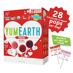 YumEarth Valentine lollipop wrapper with write-to-from space