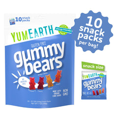 Close-up of vibrant YumEarth gummies colored with real fruit