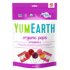 YumEarth vitamin C lollipops in assorted flavors, 40-count bag for convenient snacking