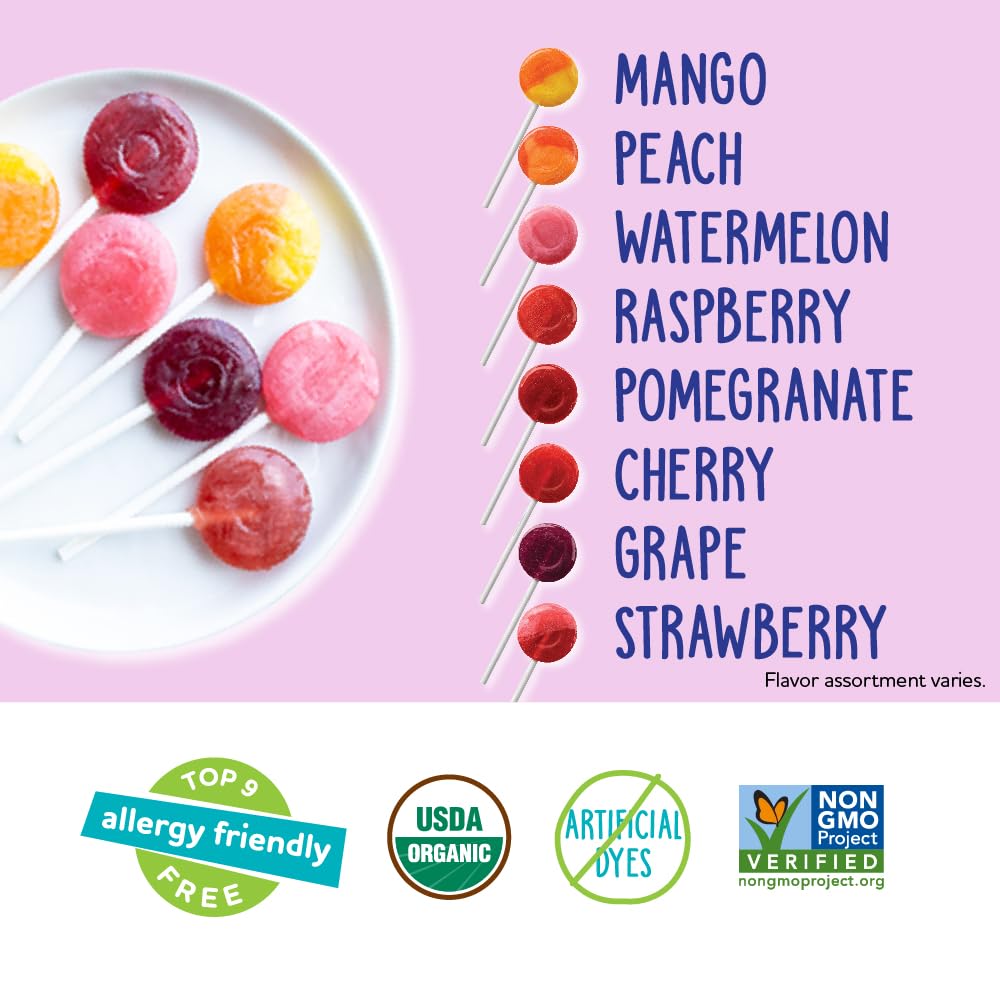 YumEarth Vitamin C Pops cherry flavor, real fruit color in hand.