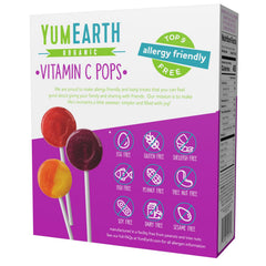YumEarth Vitamin C Pops peach flavor, ideal lunchbox snack.