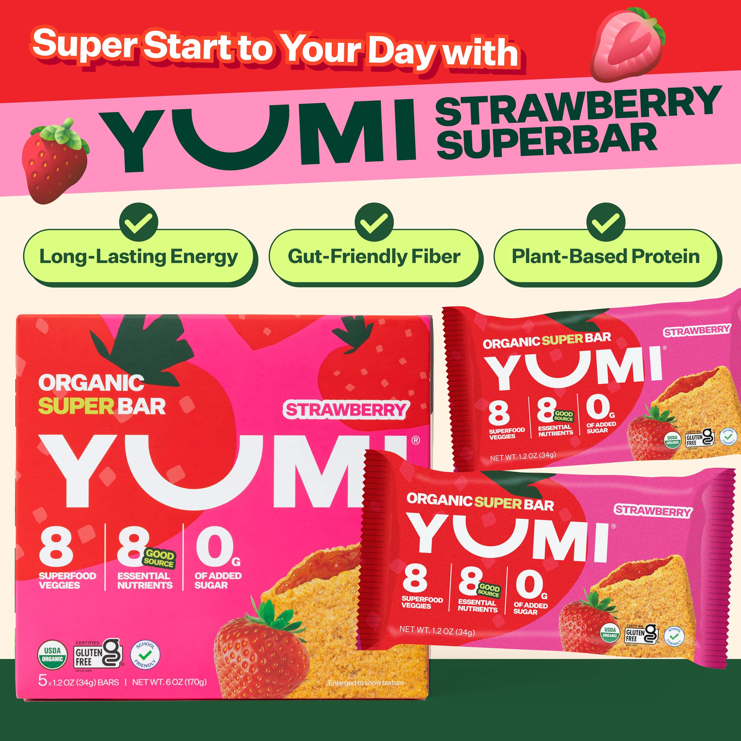 YUMI Organic Breakfast Superbar 8-vegetables colorful veggie blend