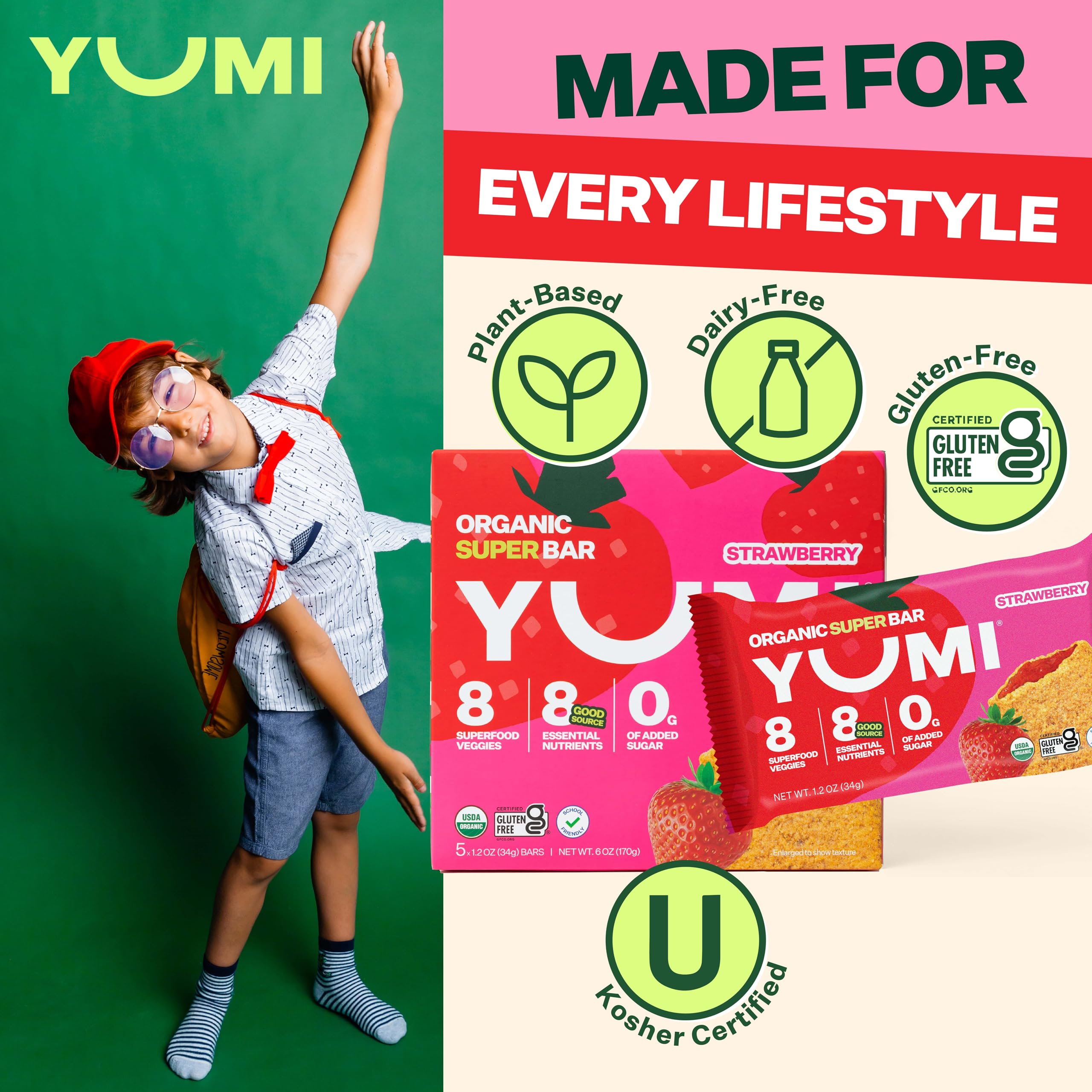 YUMI Organic Breakfast Superbar fiber-rich profile for lasting fullness