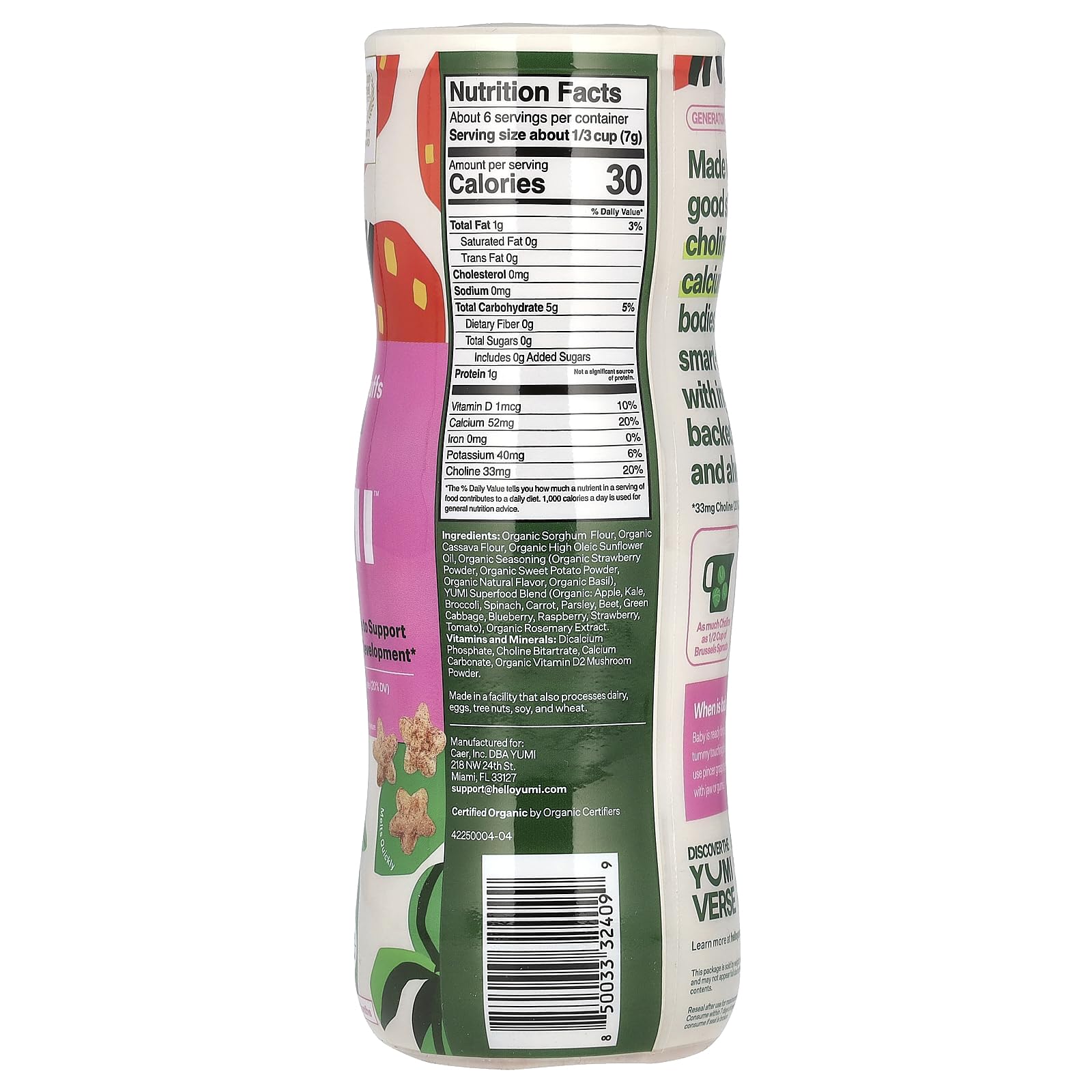 Yumi Puffs Strawberry Basil baby snack showcasing easy-to-hold texture