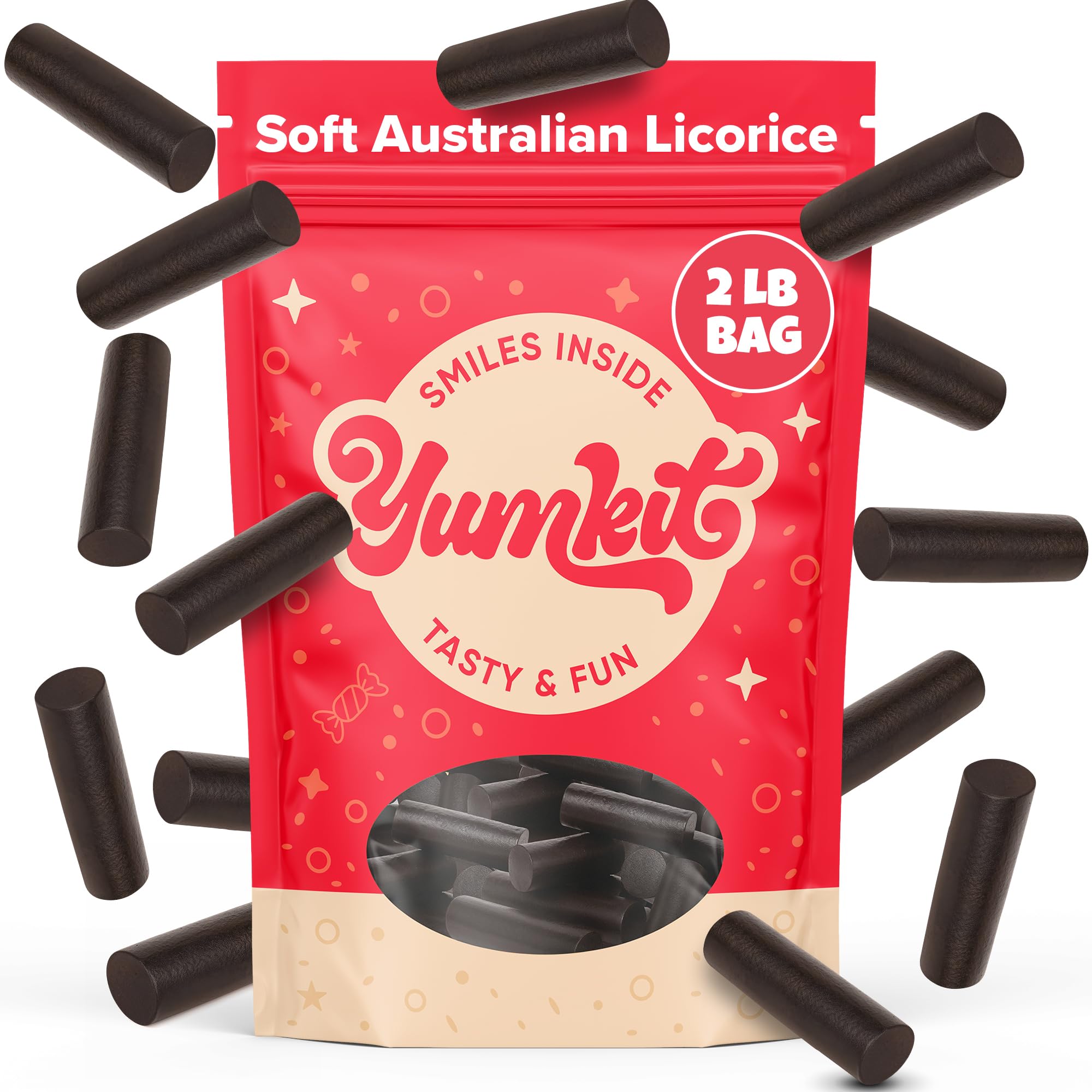 Yumkit black licorice candy 2lbs offers a soft bite ideal for sharing.