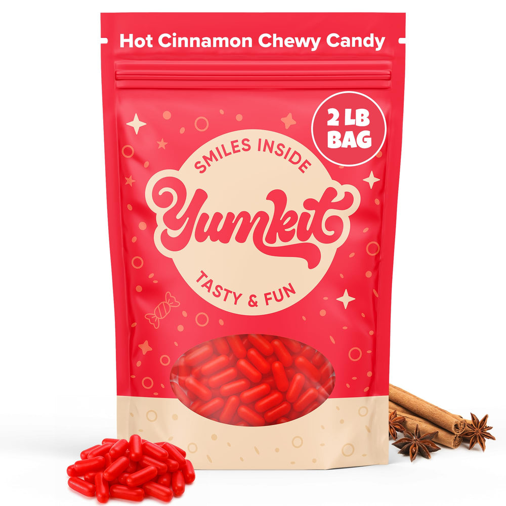 Yumkit Hot Tamales Fierce Cinnamon Candy front-pack display for bold snacking.