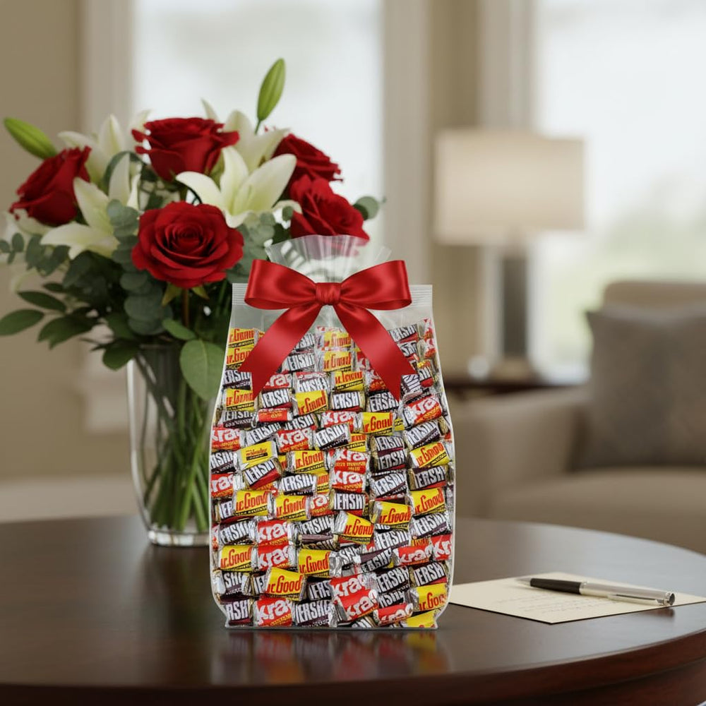 Yummy Chew 2lb pack of individually wrapped chocolates for easy sharing.