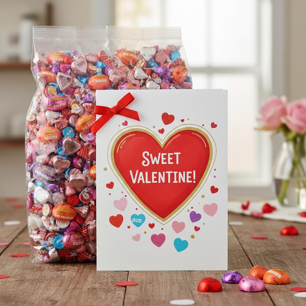 Yummy Chew Valentines candy assortment ready for gifting in gift bags or baskets.