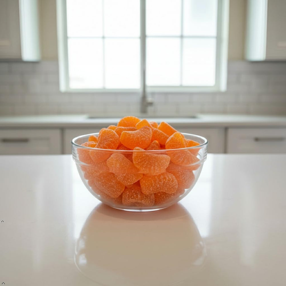 Yummy Chew orange slices candy for buffets, easy to refill candy jars and bowls.