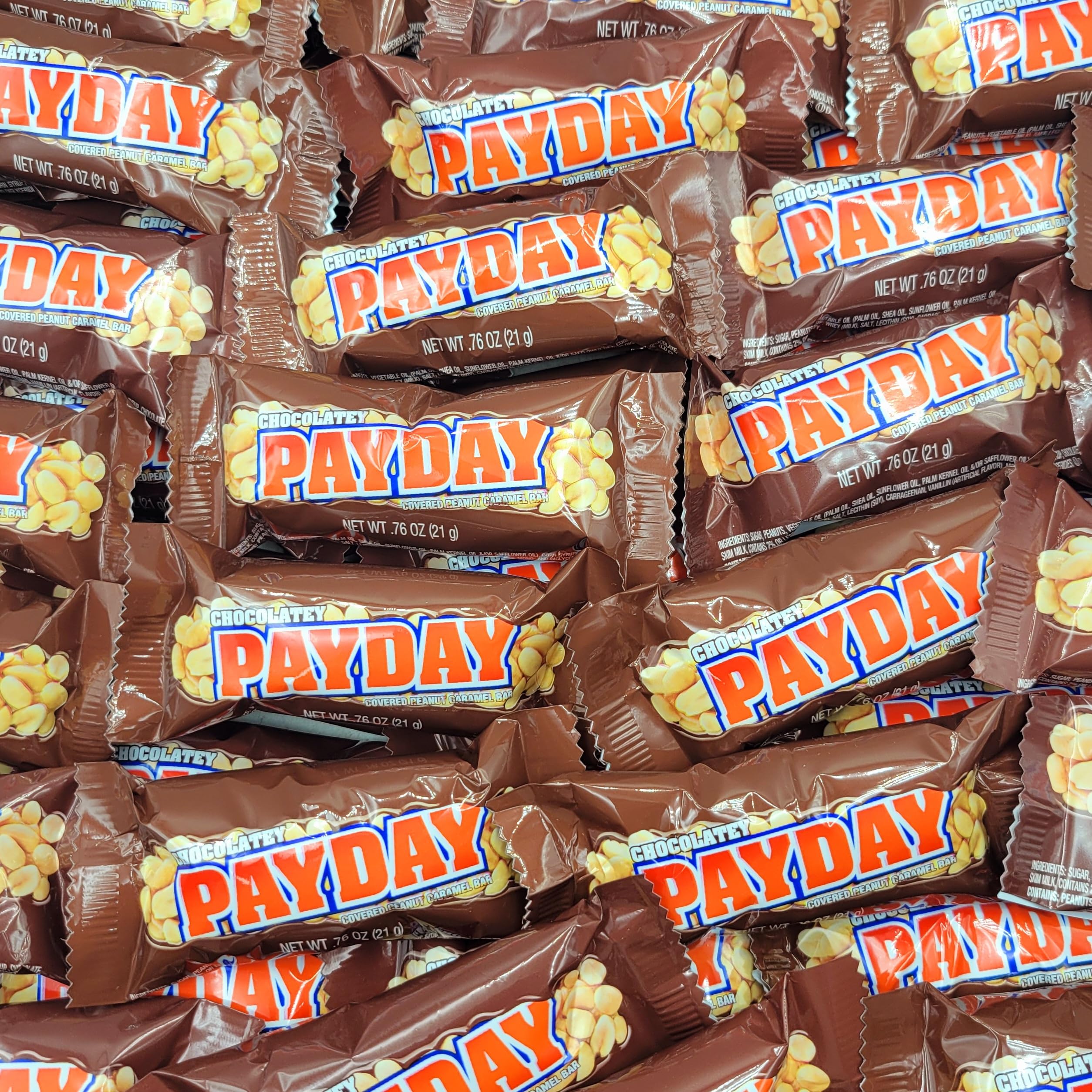 Individually wrapped PayDay bars preserve freshness for on-the-go snacking.