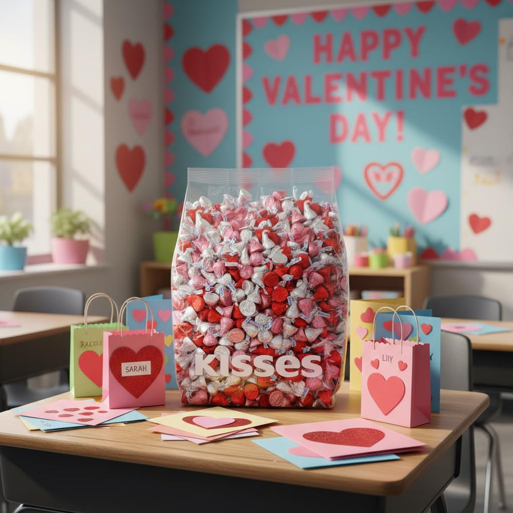 Festive Valentine display ideal for gift bags and party favors.