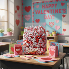 Festive Valentine display ideal for gift bags and party favors.
